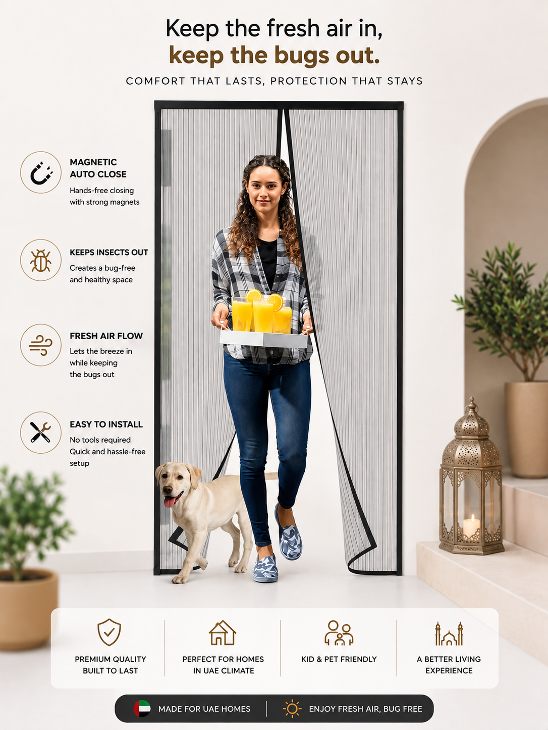 Magic Mesh Hands-Free Screen Door – Automatic Magnetic Closure | LurexaZone